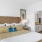 a bed with a headboard