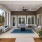 an outdoor patio with seating