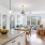 a kitchen with a marble island